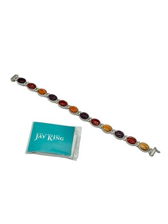 Sterling Silver and Cabochon Stone Bracelet