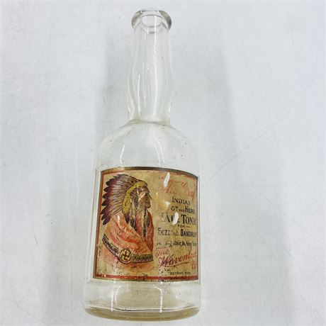 Antique Indian Hair Tonic Bottle w/ Paper Label