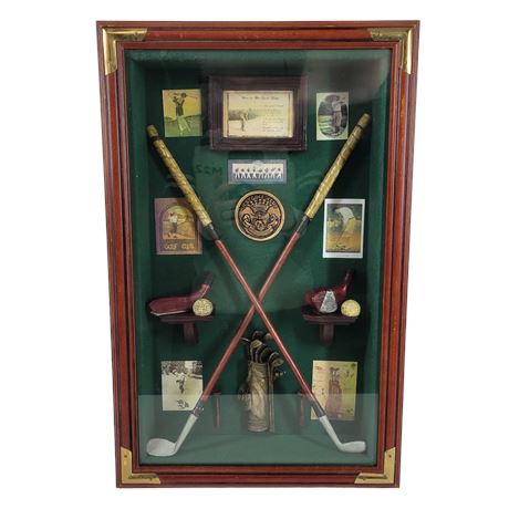 Golf History Evolution of the Game Shadow Box Display Frame Wall Hanging 13 x 20