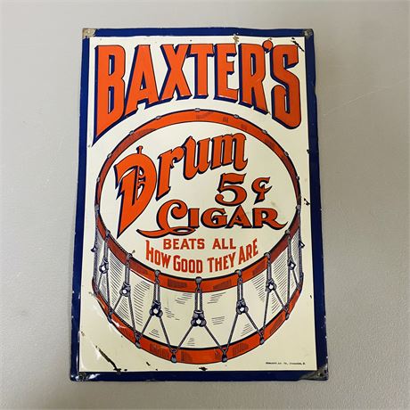 1920’s Baxter’s Drum Cigar Advertising Sign