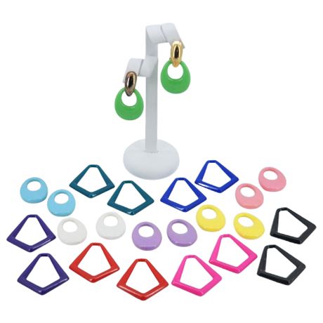Vtg 80s Interchangeable Plastic Earrings, Flawed