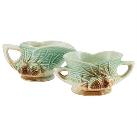 Vintage McCOY Pottery "Pine Cone" Creamer & Open Sugar Bowl Set