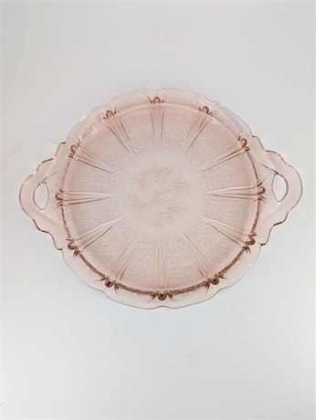 Vintage Pink Cherry Tray Glass w/ Handles
