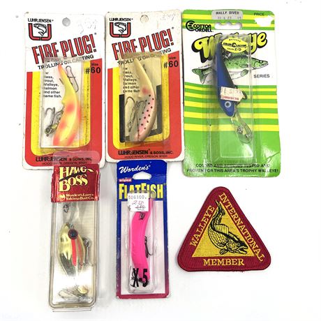 Vintage NEW Fishing Lure Lot- Luhr Jensen Fire Plug, Worden's, Crankbait