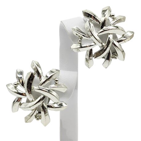 Vintage CHAREL Abstract Silver Tone Clip Earrings