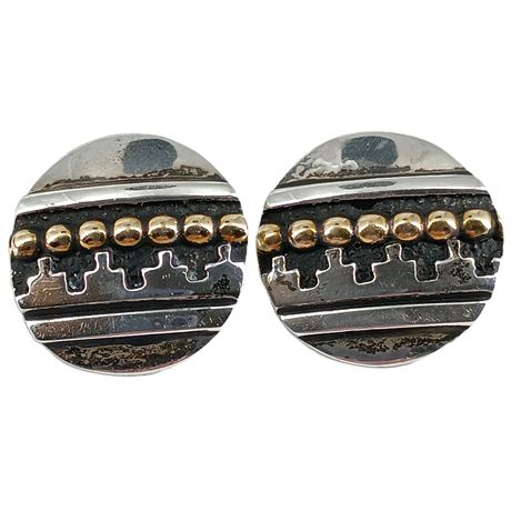 Navajo Contemporary Modernist Era, Ernest Wood Signed Earrings