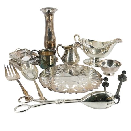 Lot of Assorted Silver Plated Serving ware & Collectibles