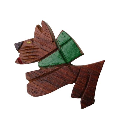 Vintage SCOTTY DOG Carved Wood Pin