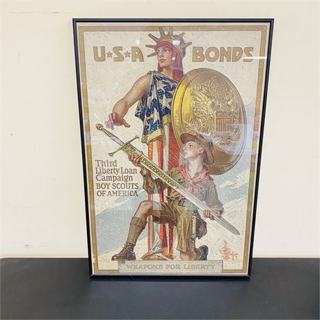 RARE WW1 Boy Scouts Bond Litho Poster 20x30”