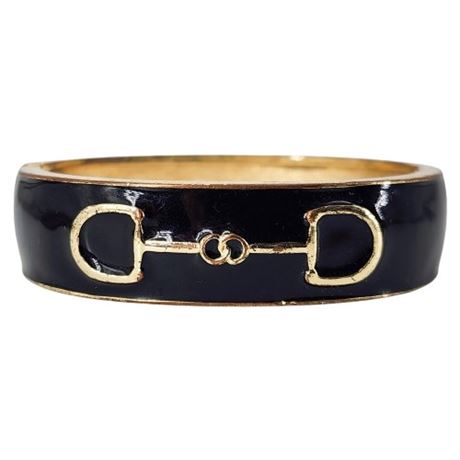 Vintage Fornash Equestrian Bit Enameled Clamper Bangle Bracelet