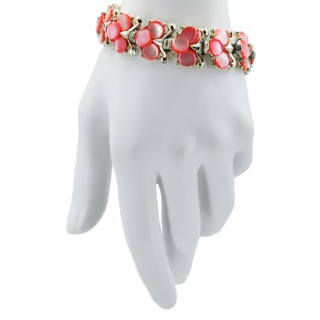 Vtg MARHILL Dyed Pink Mother of Pearl Bracelet