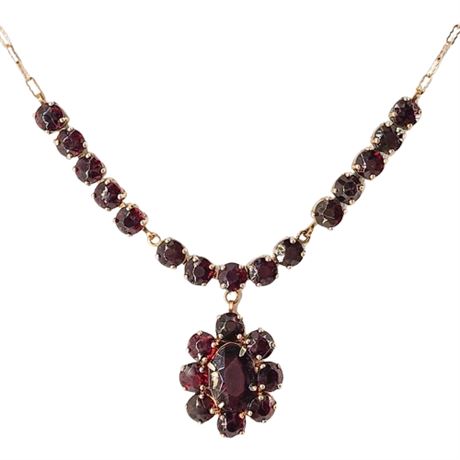 Antique Edwardian Faux Garnet Drop Necklace
