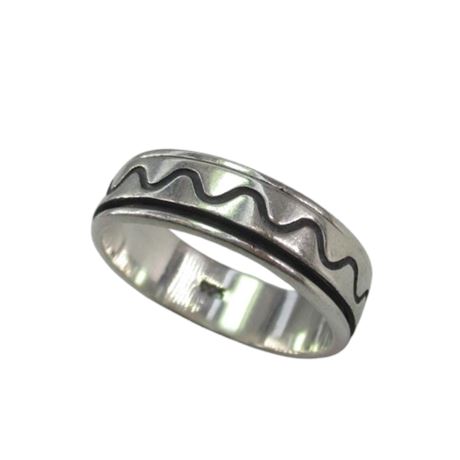 925 Sterling SPINNER Wave Ring Sz 14.5