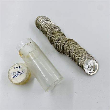 1954-P GEM BU $10 Roll Silver Quarters
