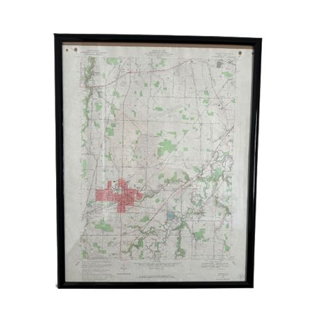 1969 Oberlin Ohio Framed Map