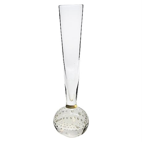 Vintage Controlled Bubble UV Reactive Art Glass Bud Vase