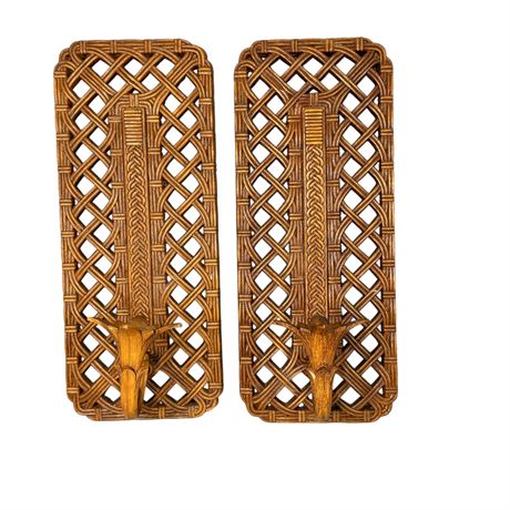 Vintage Mid Century Syroco Wall Candle Sconces