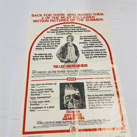 Original 1973 Hell House + Last American Hero Movie Poster