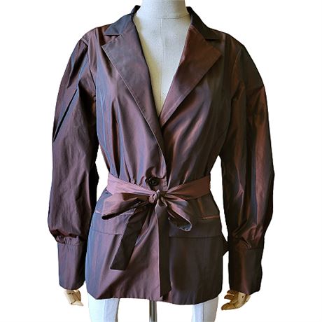 Yansi Fugel Iridescent Copper Red Belted Jacket