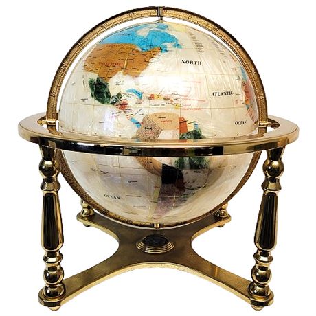 Full Size Semi-Precious Gemstone Tabletop Globe