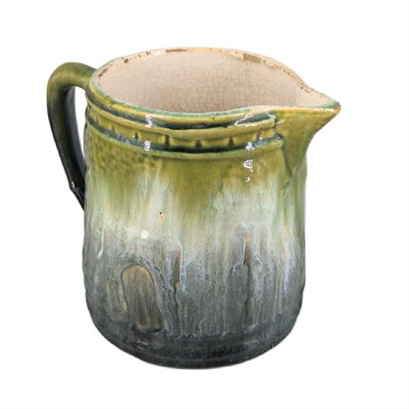 Early Small Roseville Pitcher Bridge Blue Green Drip