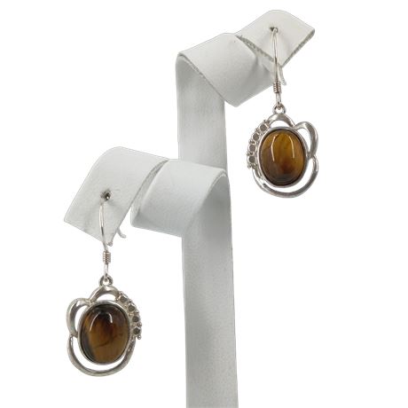 Tigers Eye 925 Silver Earrings