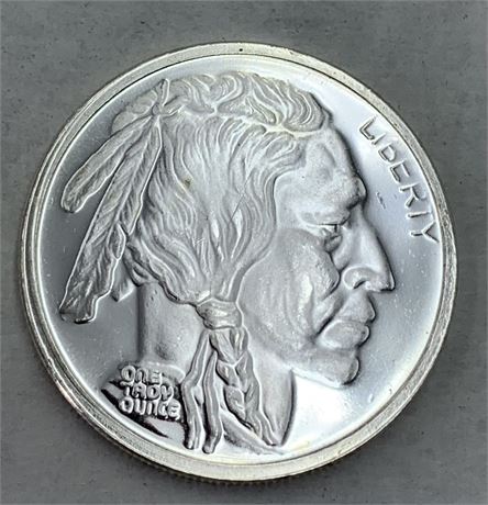 .999 Fine Silver One Troy Ounce Buffalo/Native American Indian Coin