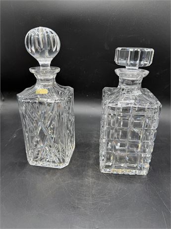 2 Atlantis Crystal Whiskey Decanters Miguel Pattern Handcrafted in Portugal