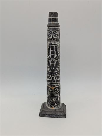 Canada Hand Carved Inuit Totem Pole Soapstone Detailed Abbott