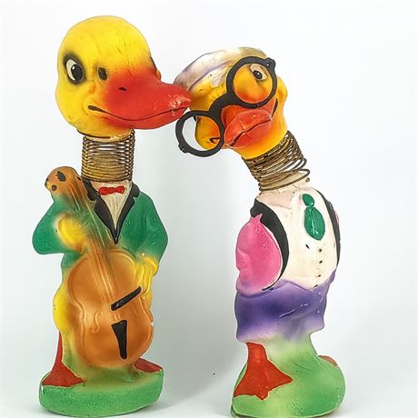 Antique Paper Mache Bobble Head Ducks