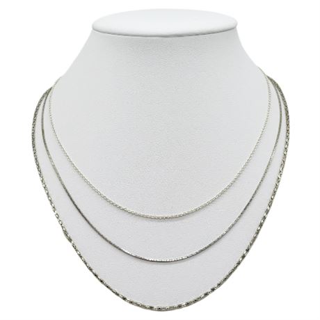 Three Vintage Silver Tone Chain Necklaces