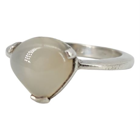Vtg Sterling Silver Moonstone Ring, Sz 7