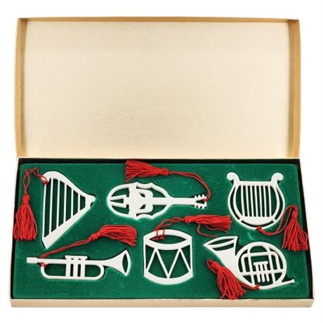 Vintage Lenox Porcelain Christmas Ornaments Set in Original Box