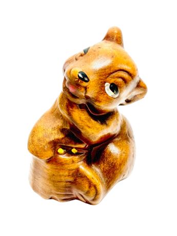 Vtg Ceramic Baby Bear Eating Honey From Jar