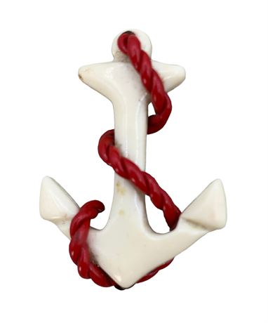 Celluloid US Military Vintage Navy Anchor & Rope Pin