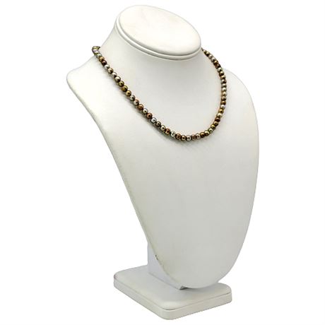 Bronze Freshwater Pearl Necklace w/ Sterling Clasp
