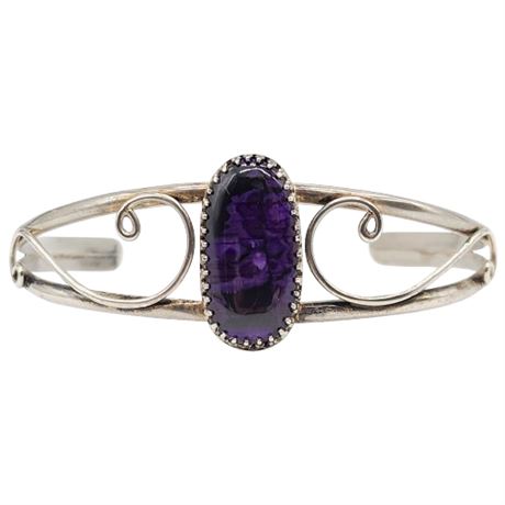 Vintage Sterling Silver Sugalite Cuff Bracelet