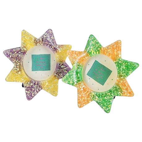 Two Vintage Iridescent Glitter Lucite Tabletop Picture Frames