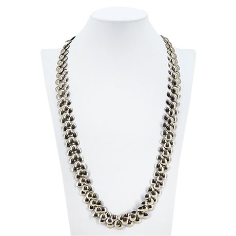 Vintage Silver Tone Domed Links Necklace or Belt