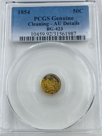1854 50¢ Gold BG-423 AU PCGS