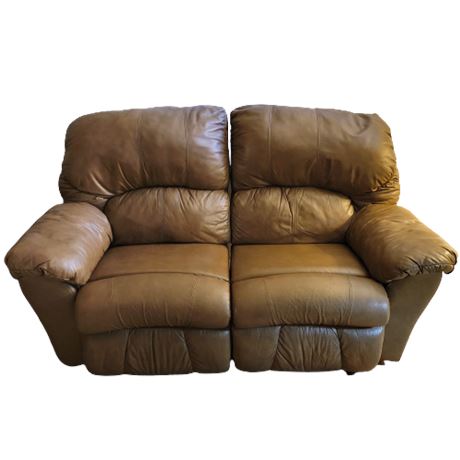 Franklin Corporation Brown Leather Recliner Sofa