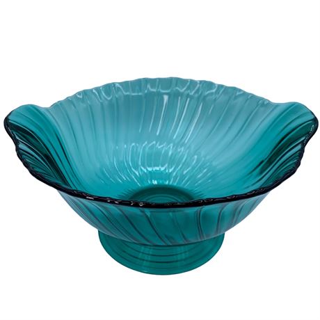 Depression Glass Jeannette Petal Swirl Ultramarine Teal 10 1/2” Bowl