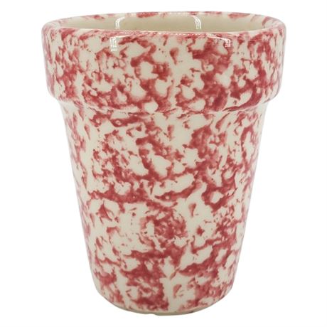 Vintage Pink Spongeware Small Ceramic Planter