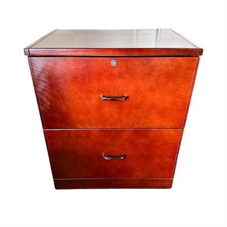 Contemporary Cherry 2 Drawer Locking File Cabinet