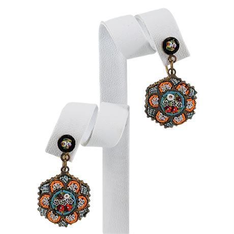 Vintage Fine Italian Micro Mosaic Screwback Earrings
