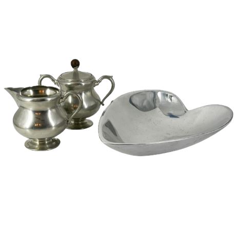 Pewter Lot including Nambe Heart Bowl