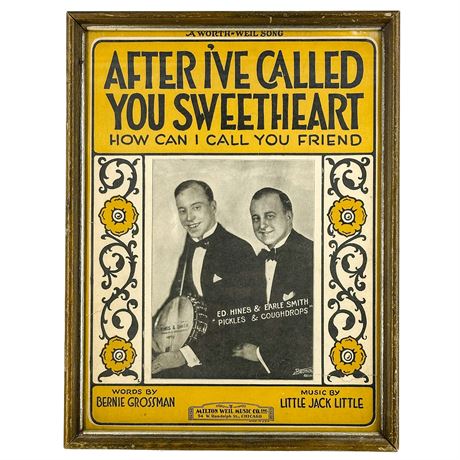 Framed Vintage 1927 Sheet Music Cover