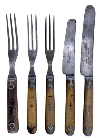5 PCs Civil War era J Russell & Co Green River Works Bone Handle Cutlery