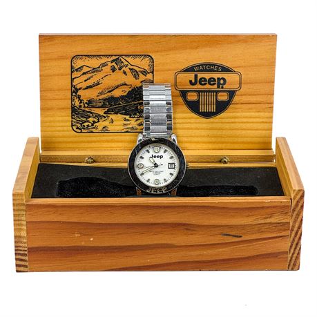 Collectible Vintage Jeep Watch with Keepsake Wooden Box