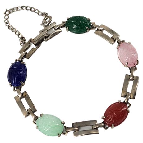 Vintage Molded Glass Scarab Bracelet